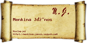 Menkina János névjegykártya